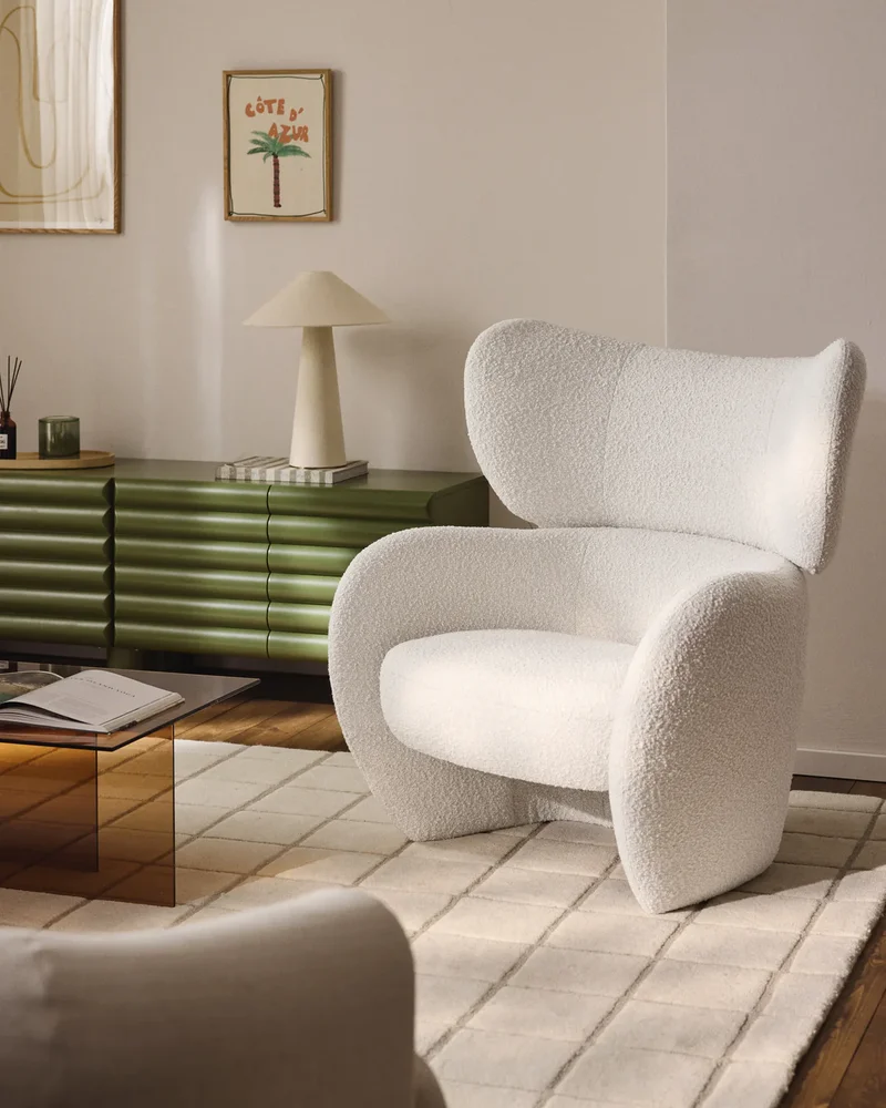 Fauteuil tissu bouclette blanc Westwing
