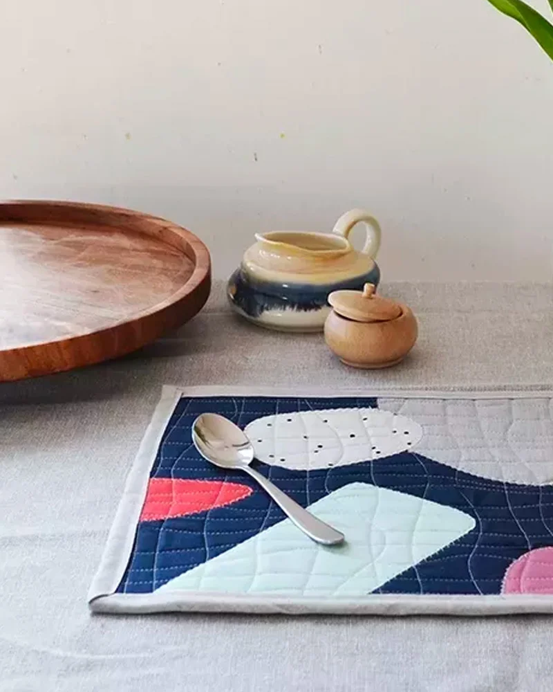 set de table abstrait tissu diy