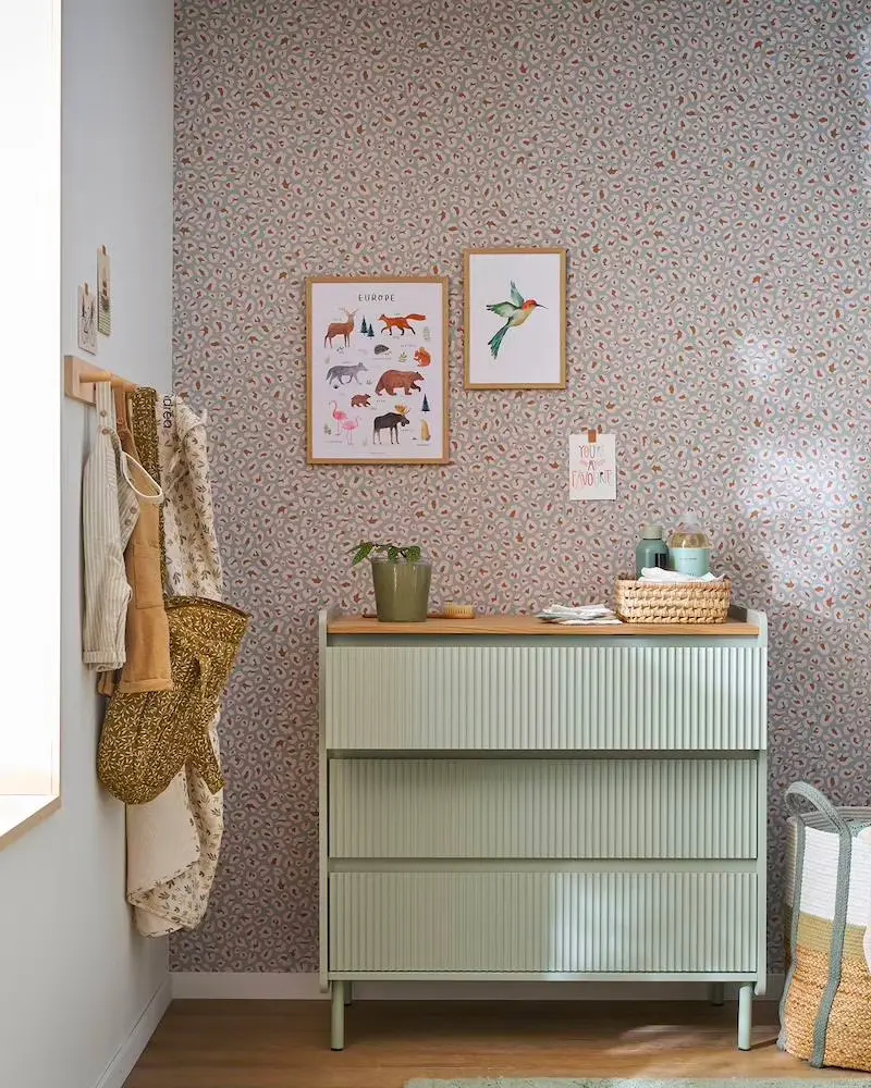 commode enfant cannelee verte