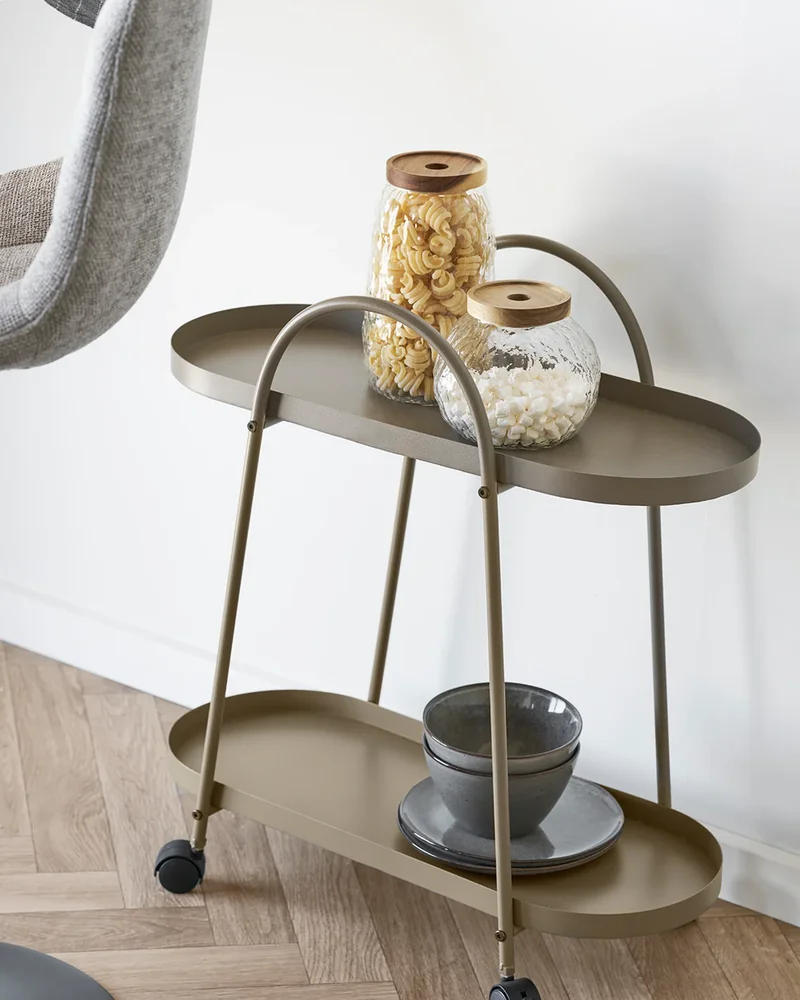 Desserte à roulettes en métal vert kaki Westwing