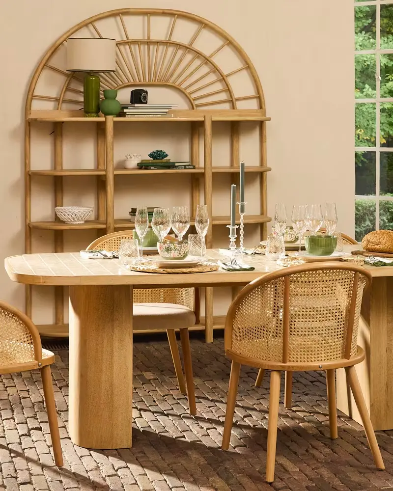 table bois carrelage zellige