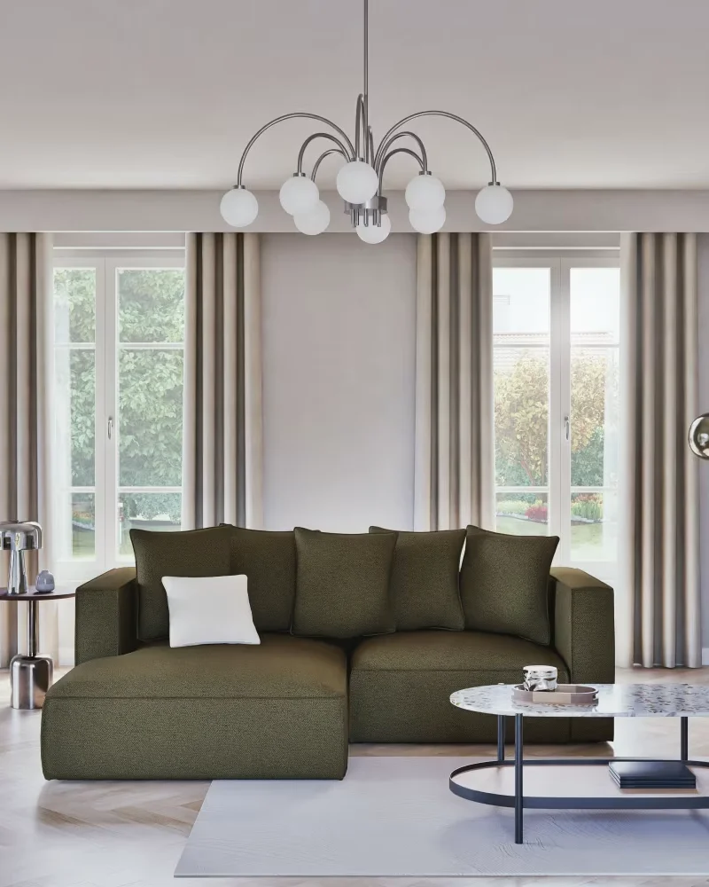 Canapé d'angle convertible vert kaki Maisons du Monde