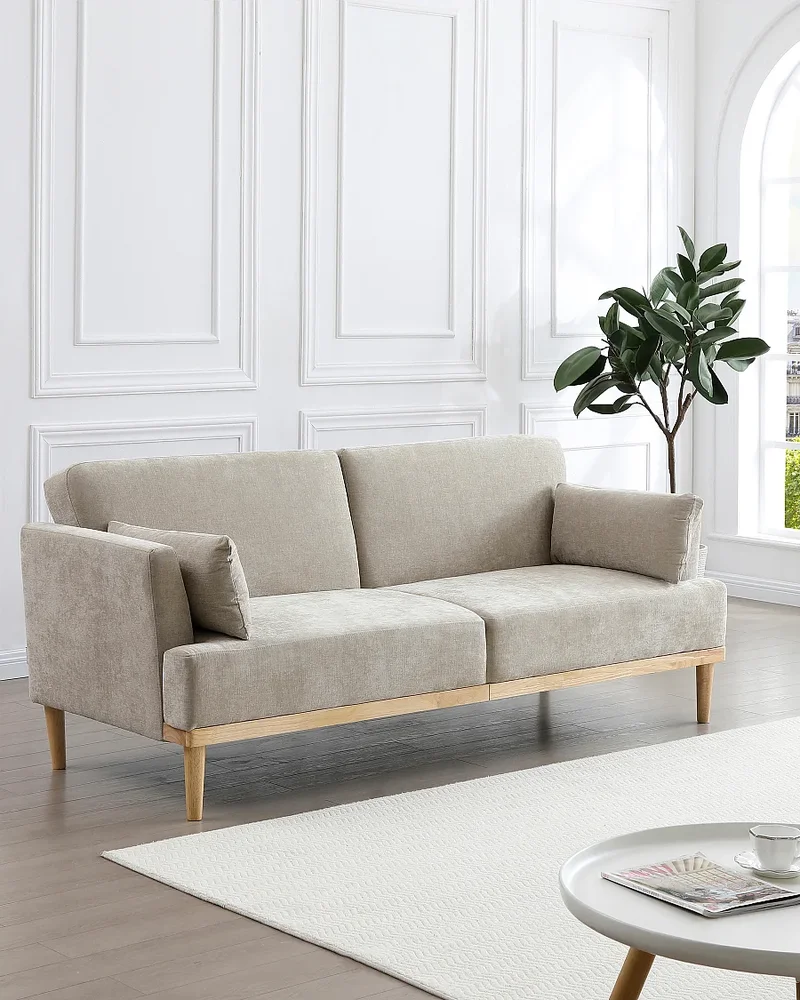 Canapé scandinave gris et bois Vente-unique