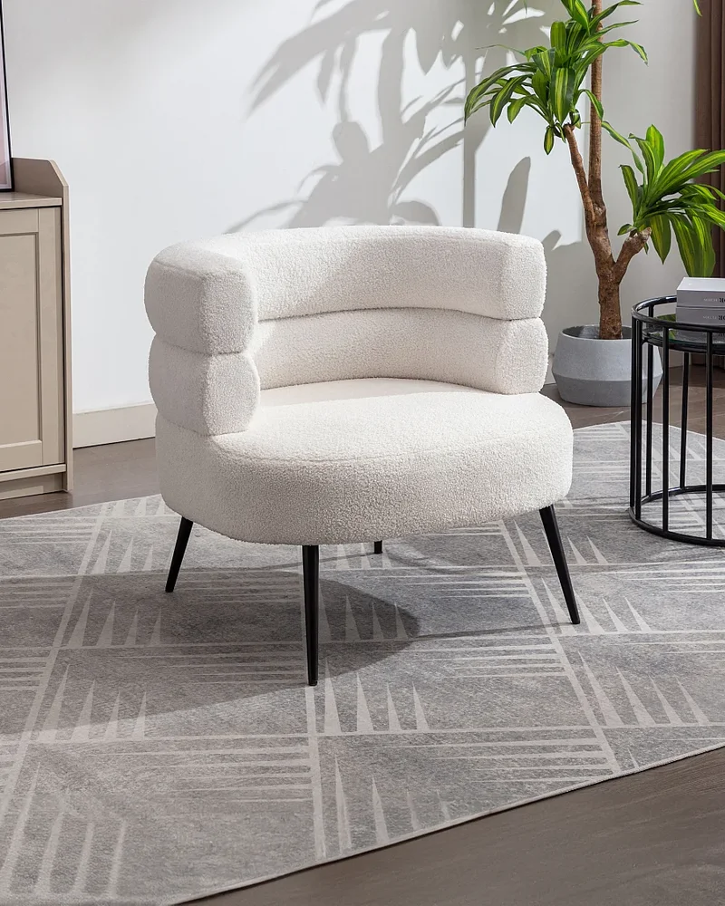Fauteuil bouclette noir et blanc Vente-unique
