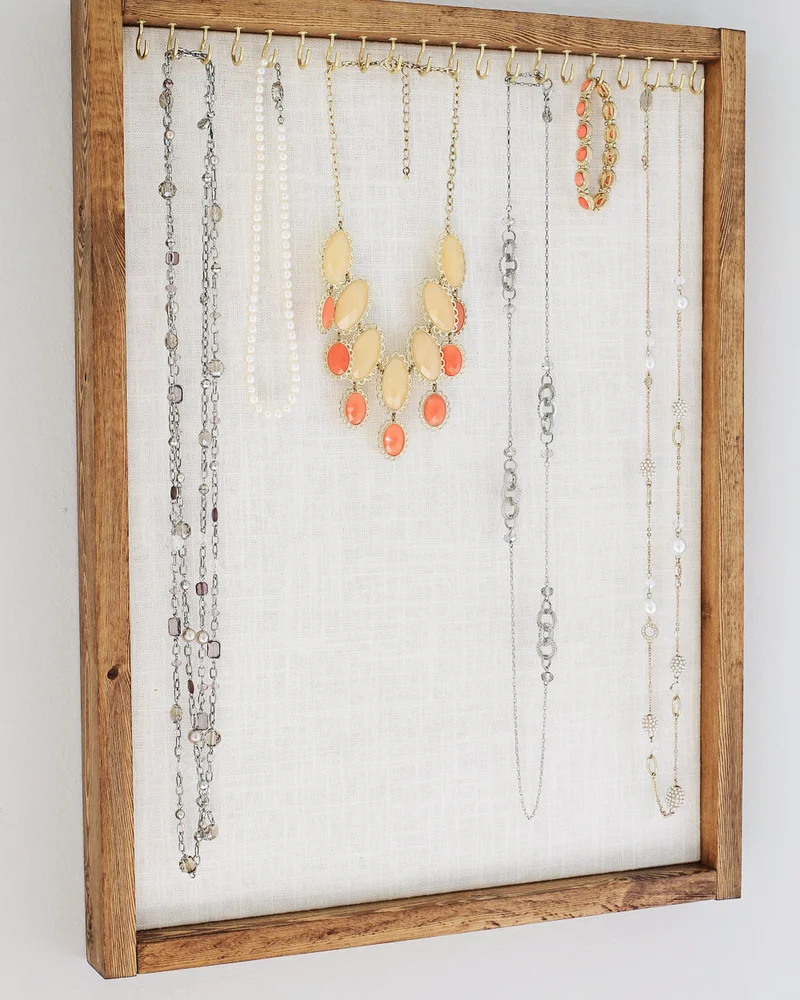 organisateur mural bijoux diy lin