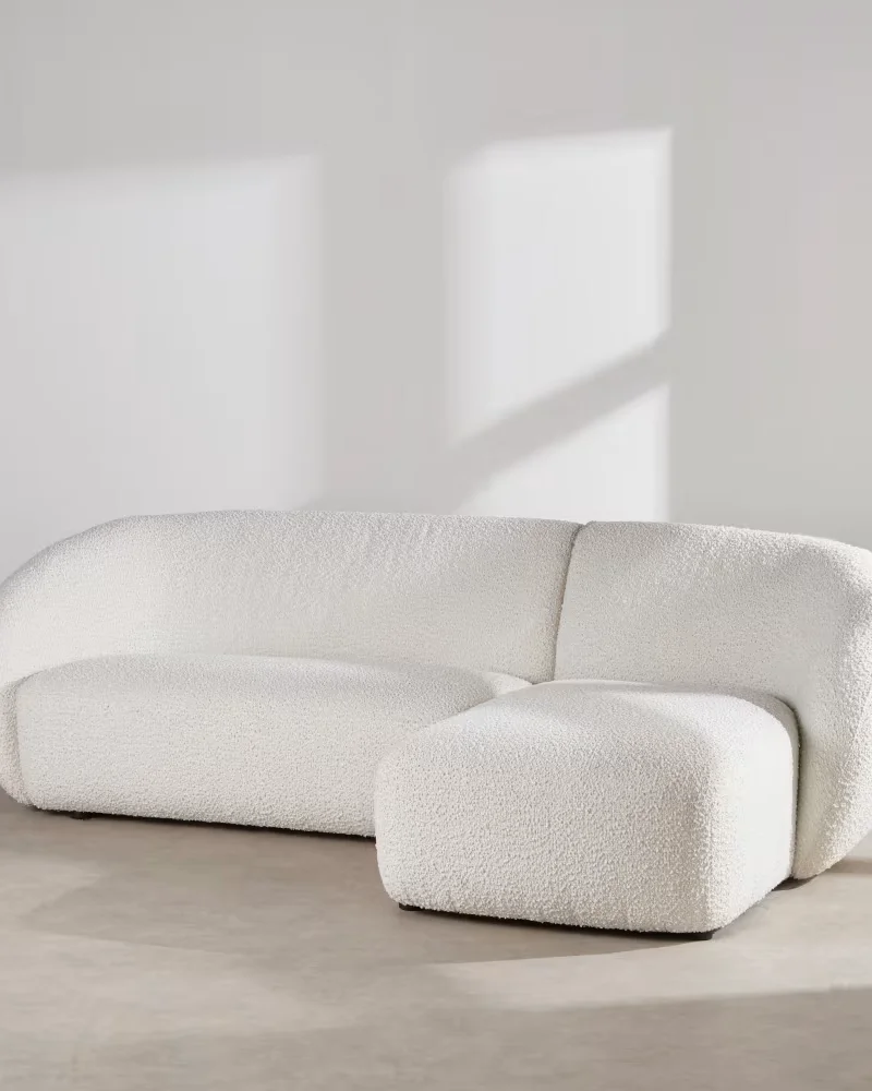 Canapé d'angle arrondi tissu bouclette Maisons du Monde