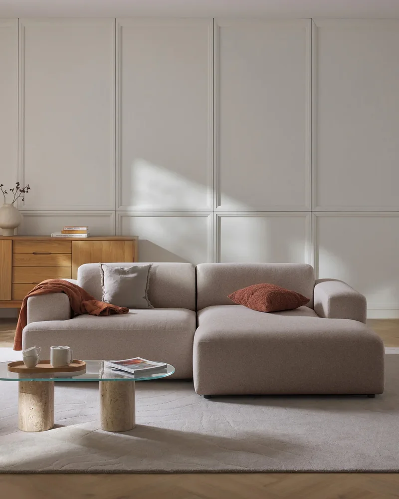 Canapé modulable en velours côtelé gris Westwing