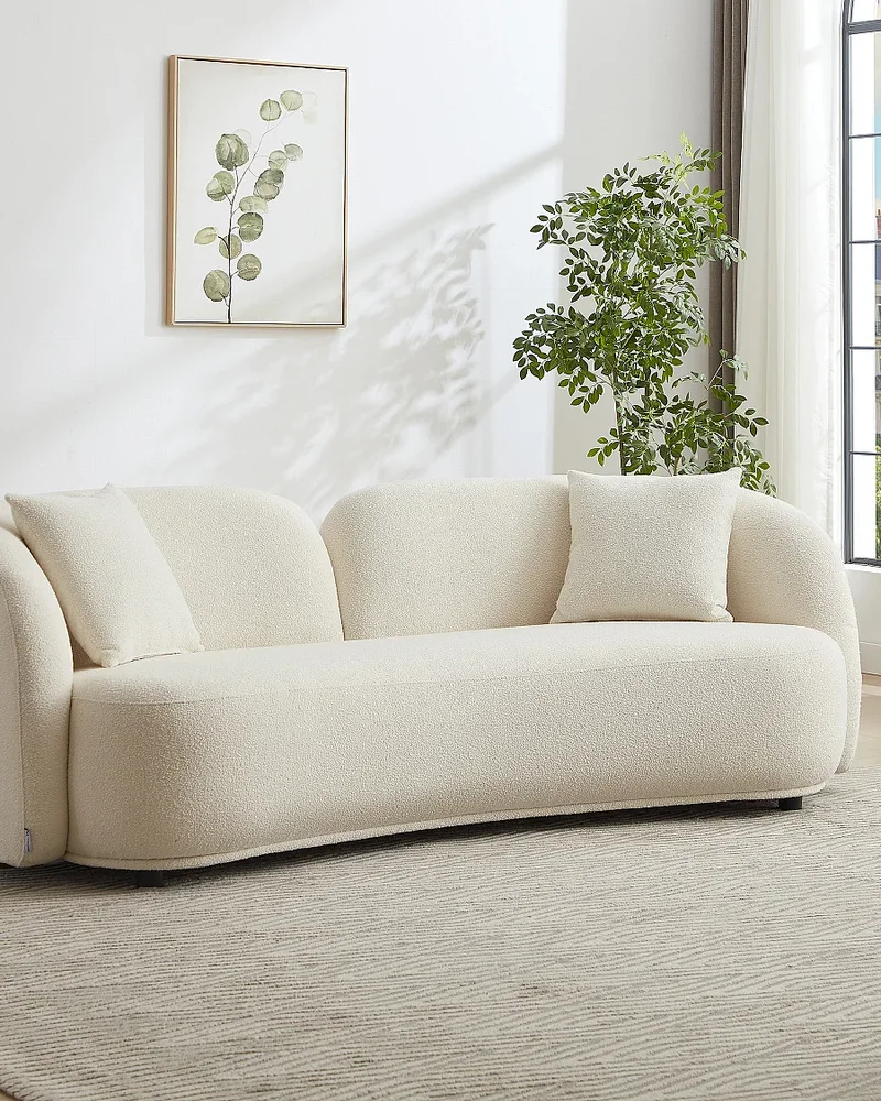 Canapé organique tissu bouclette blanc Vente-unique