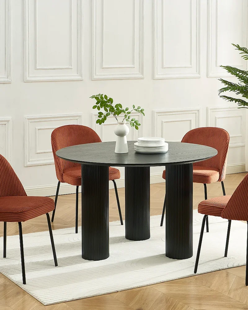 Chaise en velours côtelé terracotta Vente-unique