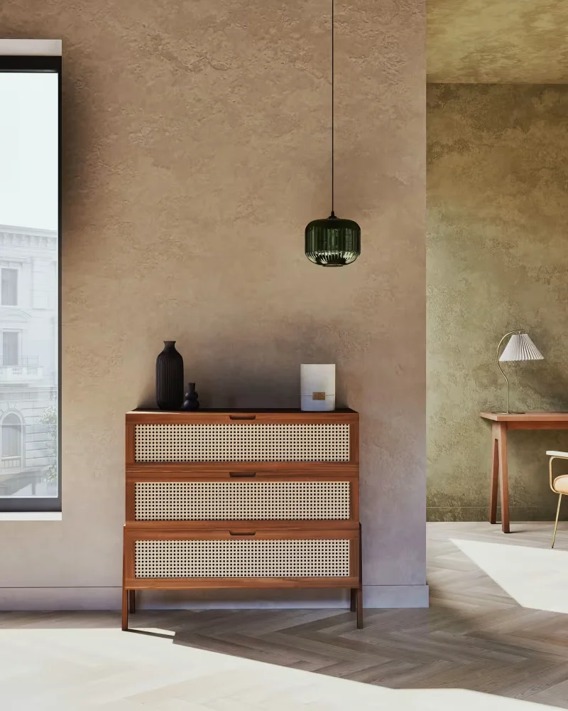 Commode vintage en cannage et bois sombre Maisons du Monde