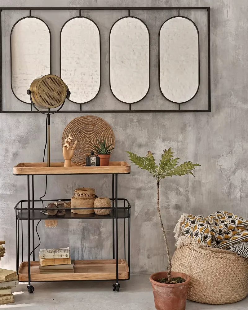 Desserte à roulettes métal noir et bois Maisons du Monde