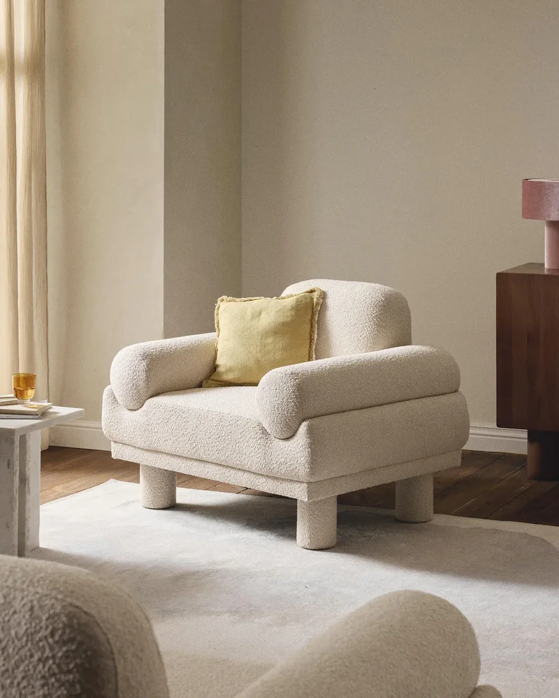 Fauteuil tissu bouclette large Westwing