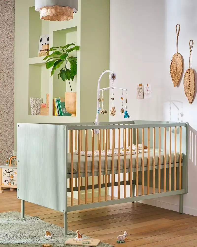 lit bebe cannele vert
