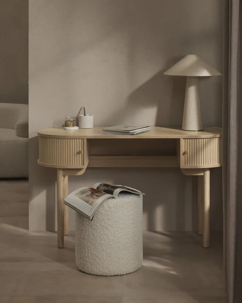 Bureau en bois avec rangements cannelés Westwing