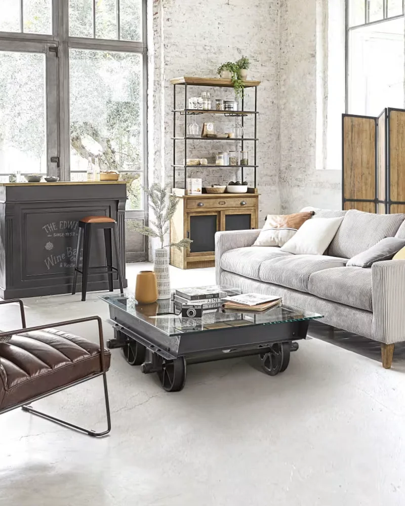 Canapé d'angle moderne en velours côtelé Westwing