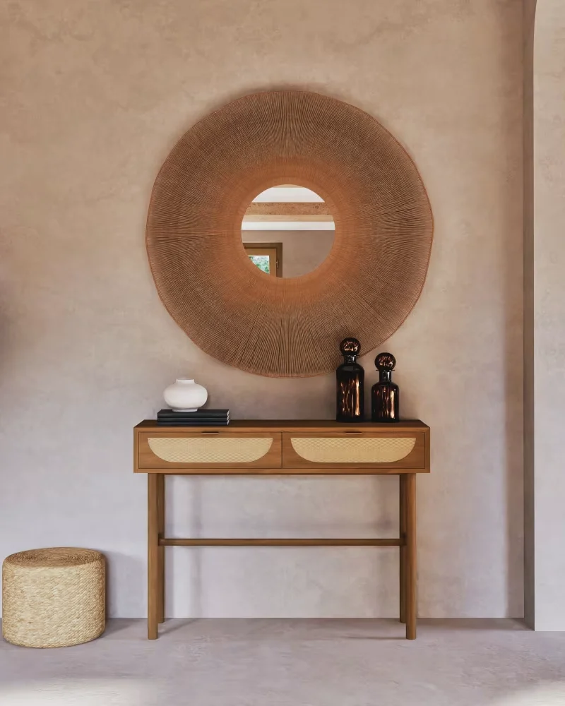 Console avec tiroir en rotin Maisons du Monde