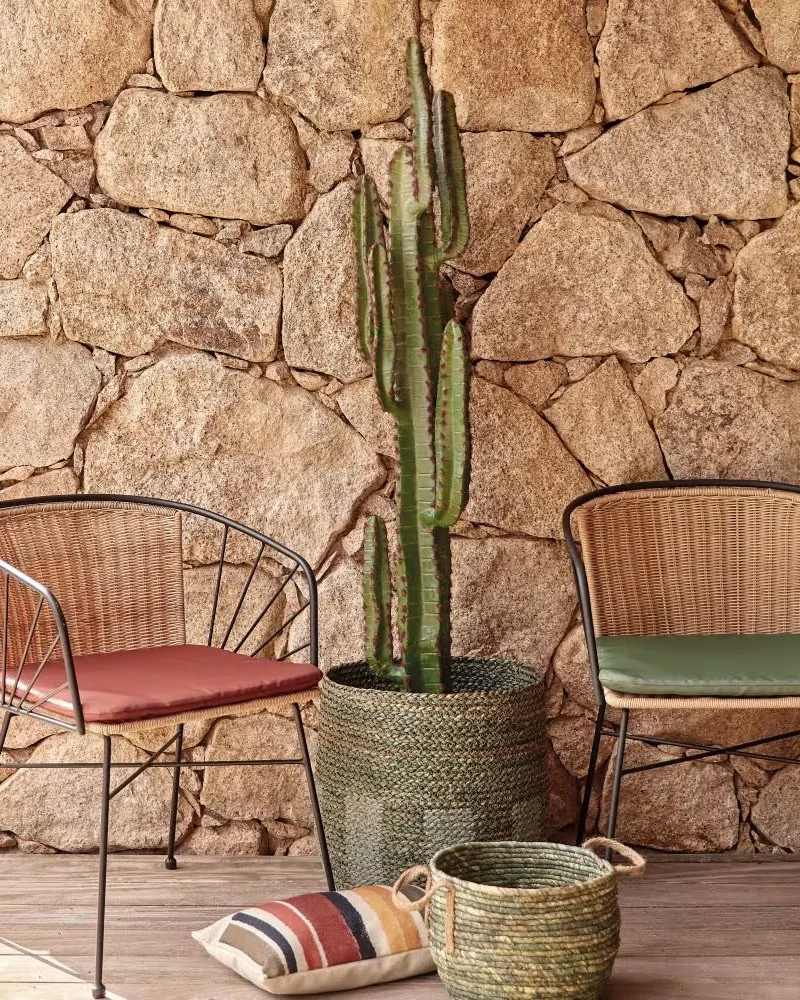 Fauteuil de jardin métal noir et rotin Maisons du Monde