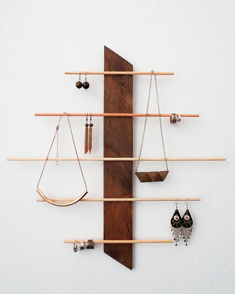 rangement mural bijoux diy moderne bois