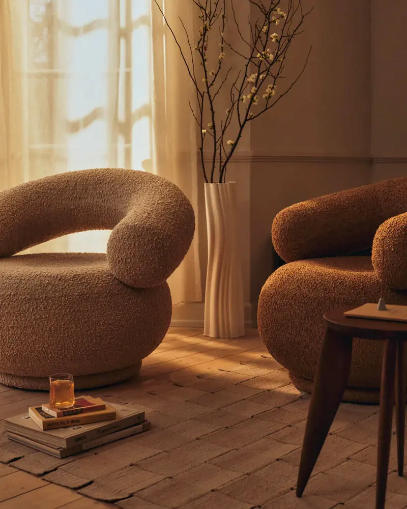 fauteuil tissu bouclette