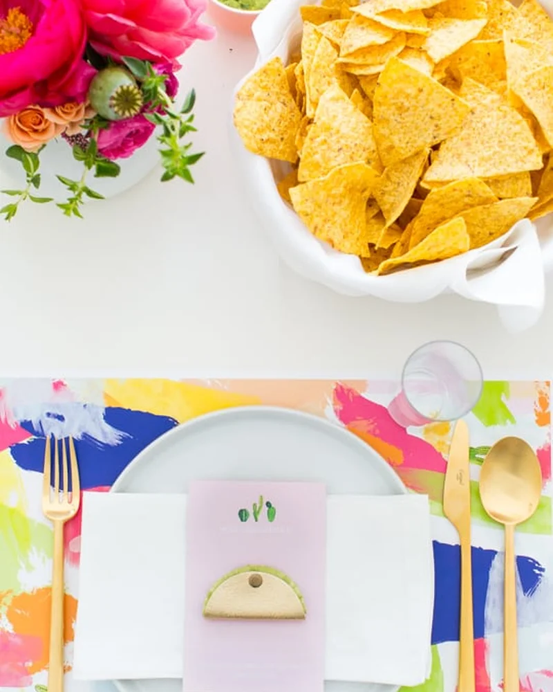 set de table peint colore diy