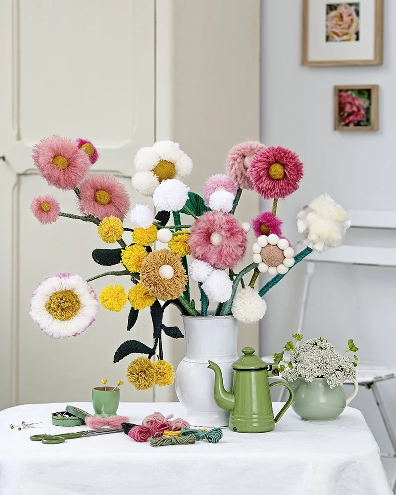 bouquet fleur laine diy