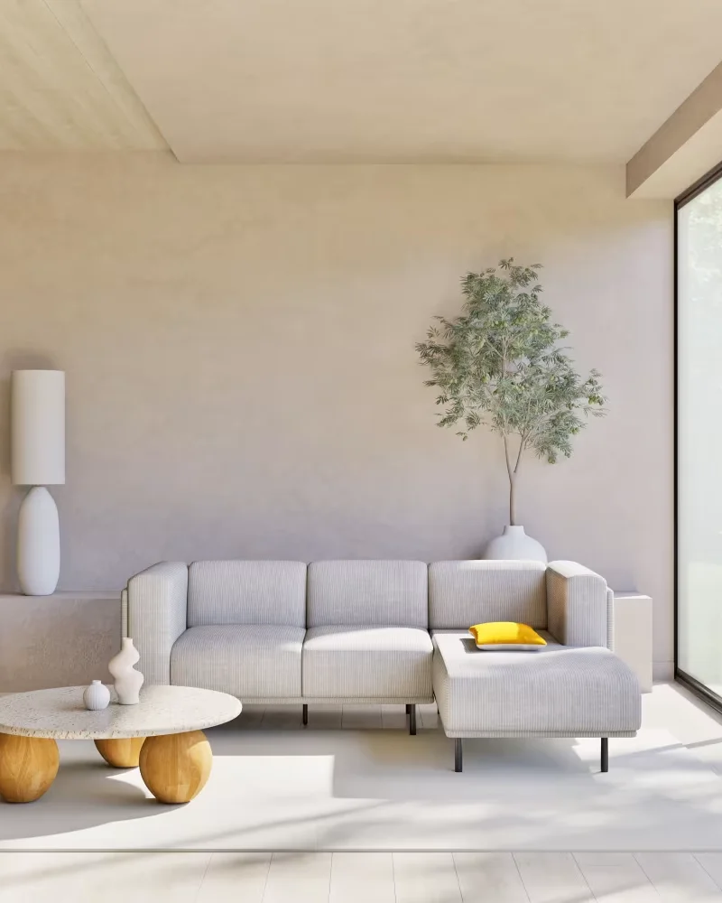 Canapé d'angle gris clair Maisons du Monde