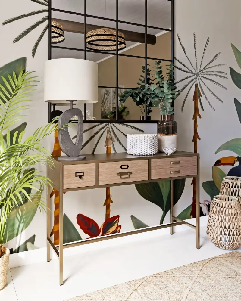 Console avec tiroir industrielle métal et bois Maisons du Monde