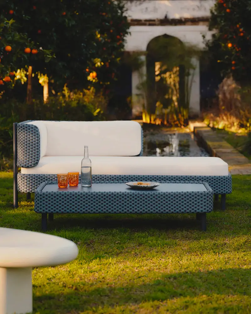 lit jardin resine bleu