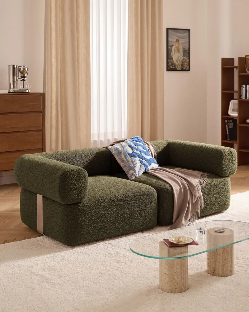 Petit canapé modulable moderne vert kaki Westwing