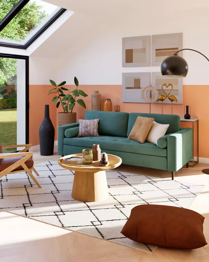 Canapé convertible en velours vert Maisons du Monde