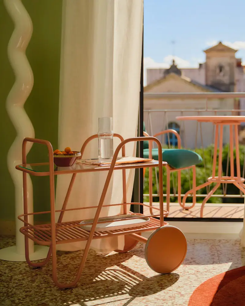 desserte jardin metal peche