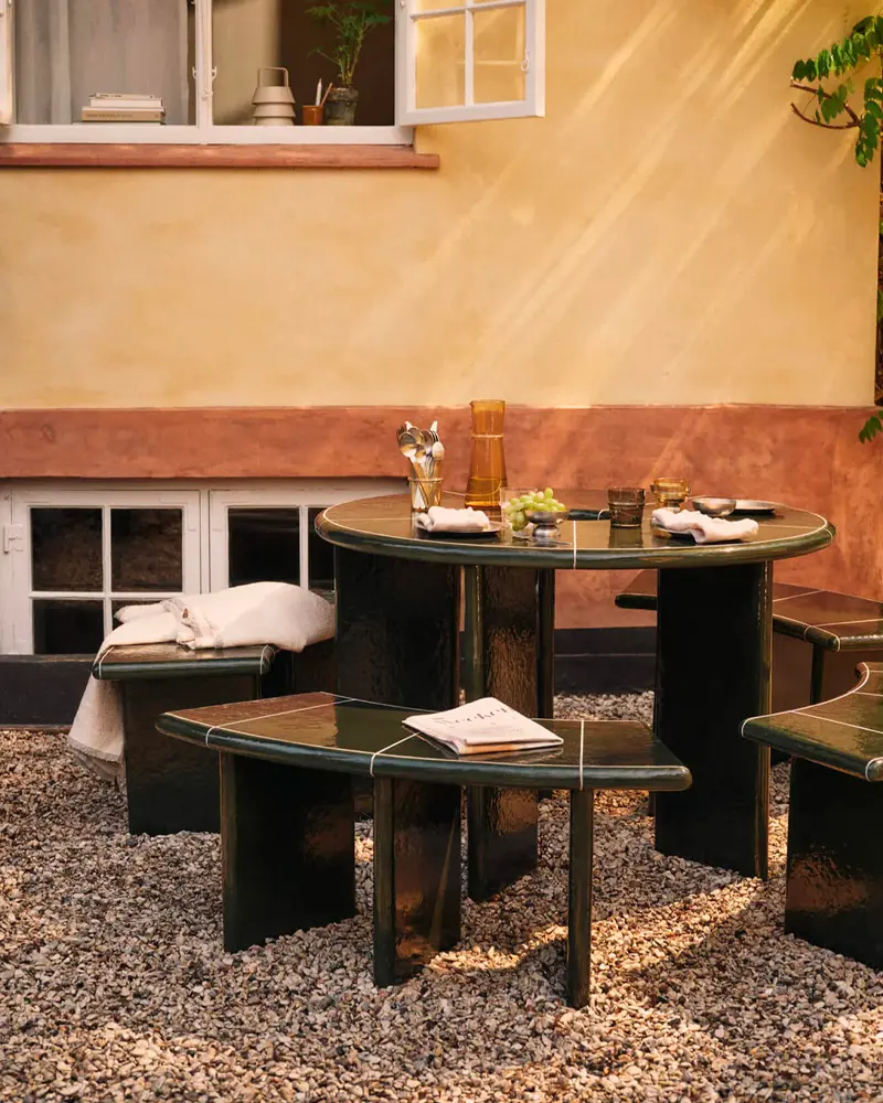 banc jardin courbe