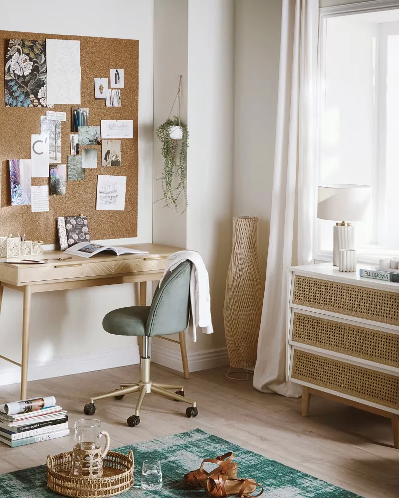 Bureau bois et tiroirs avec poignées dorées Maisons du Monde