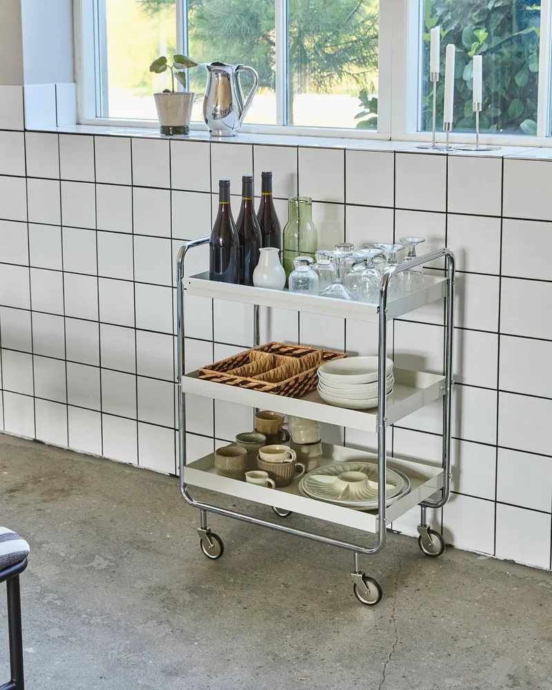 Desserte à roulettes métal chromé et blanc Westwing