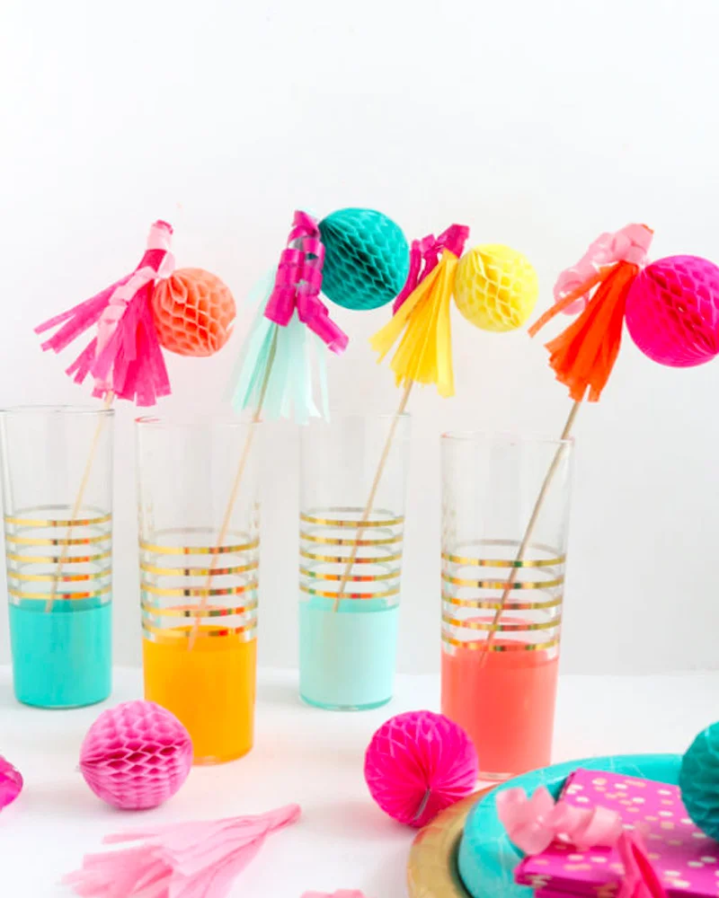 melangeur boisson diy pompon papier