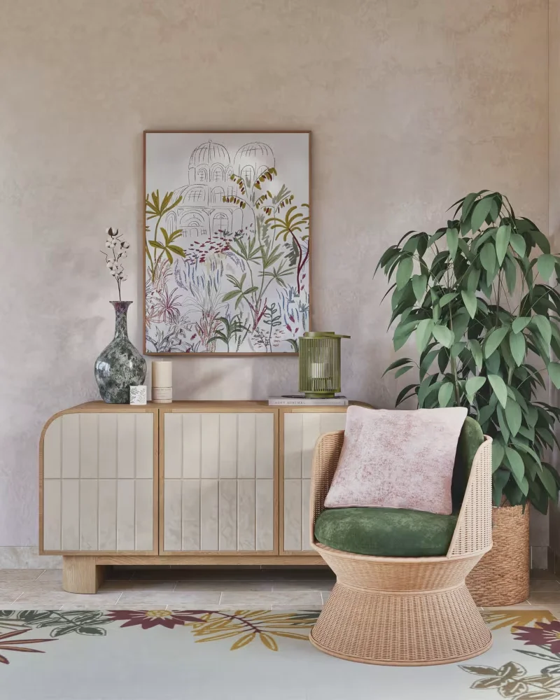 Buffet bois et carrelage zellige Maisons du Monde