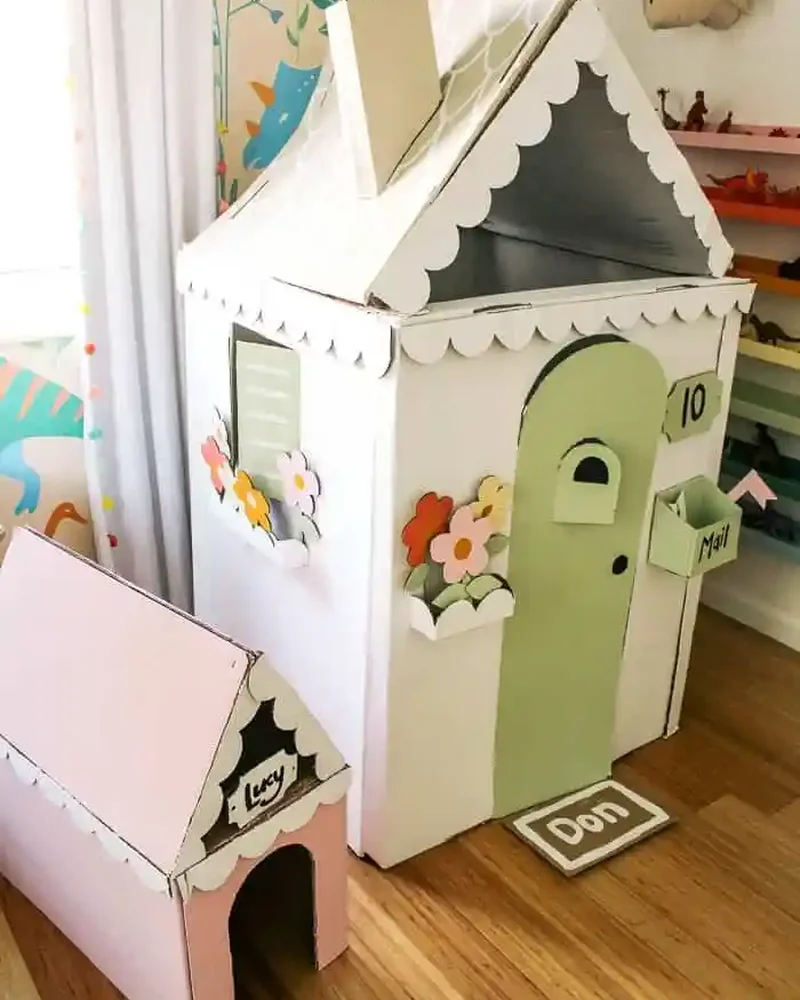 cabane enfant carton diy coloree