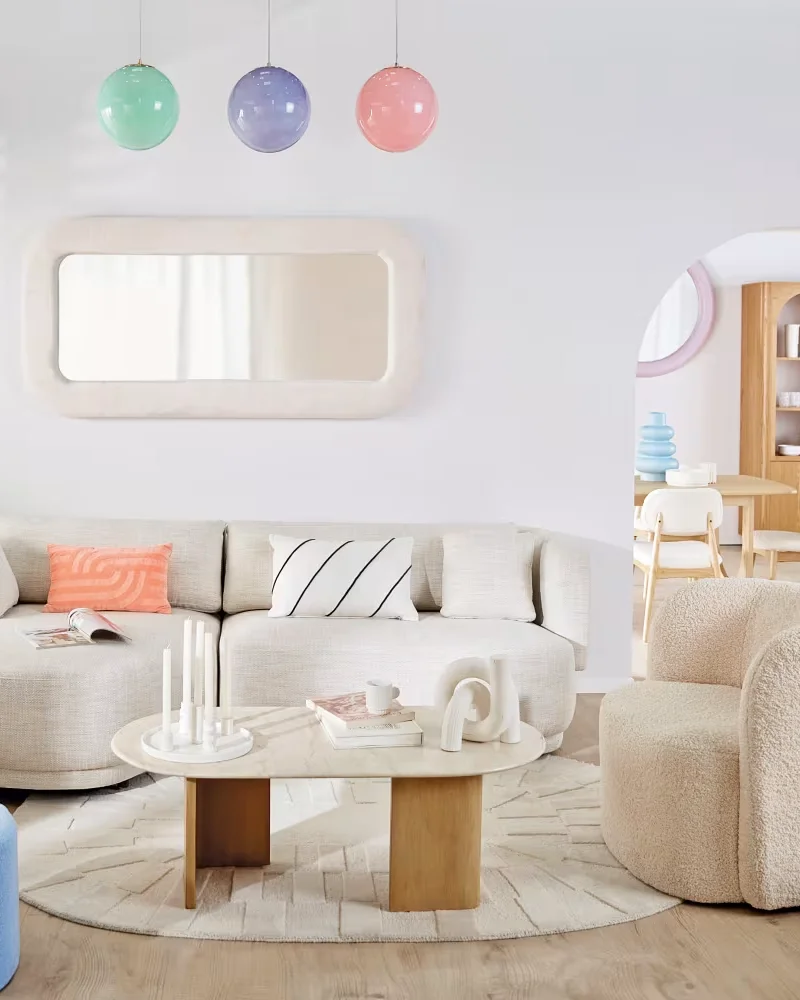 Canapé d'angle beige forme organique Maisons du Monde