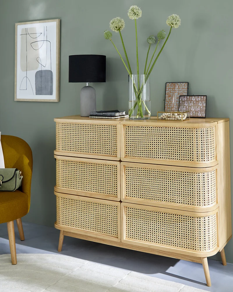 Commode en cannage 6 tiroirs