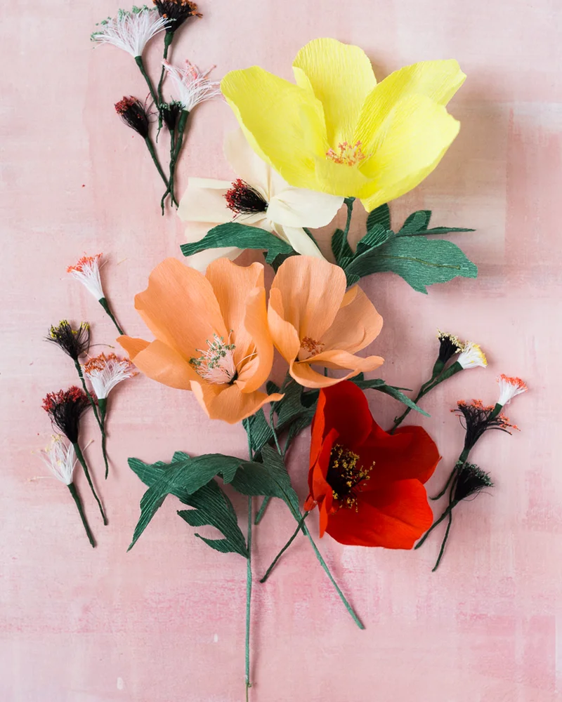 fleur papier crepon diy