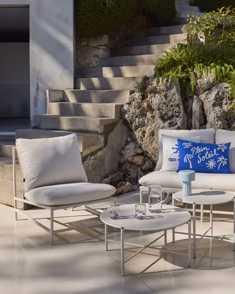 salon jardin bas metal blanc