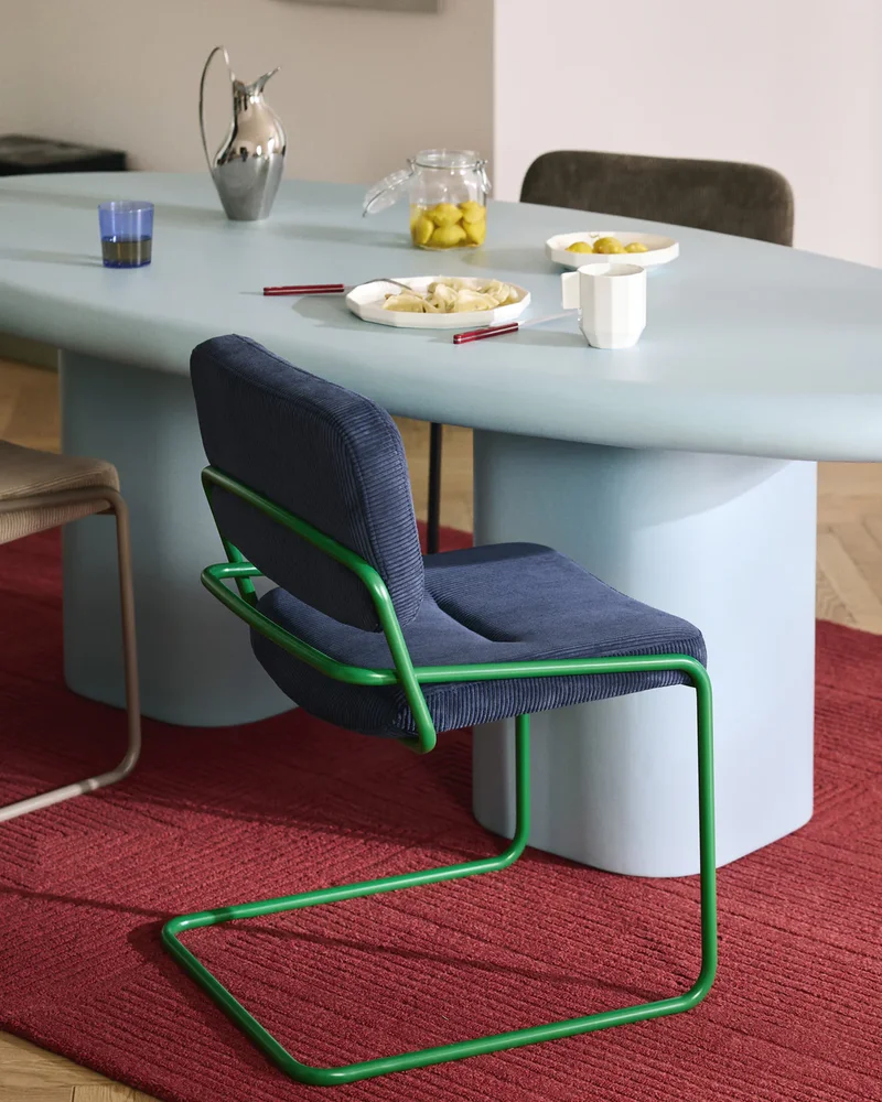 Chaise en velours verte et bleue Westwing
