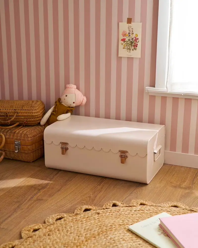 malle rangement feston beige