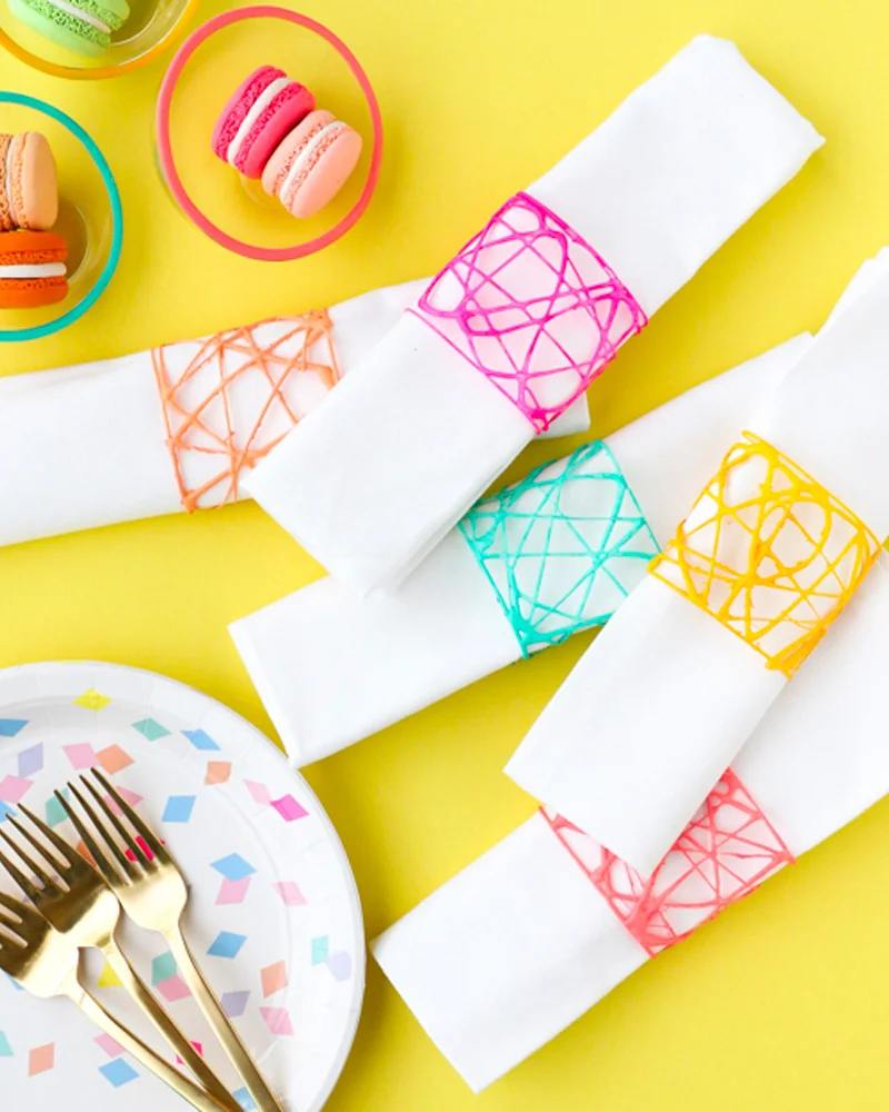 rond de serviette corde coloree diy