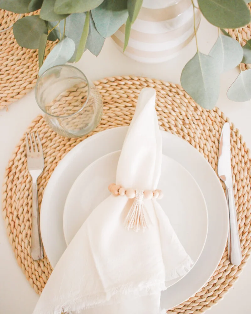 rond de serviette corde perles bois diy