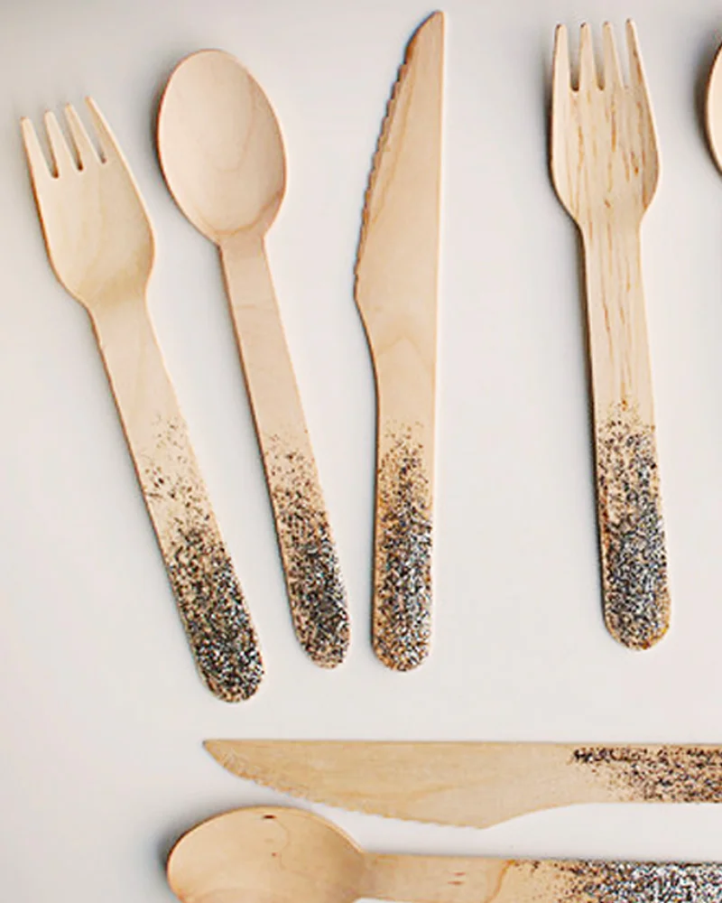 couvert bois paillettes diy