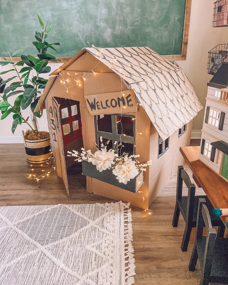 grande cabane carton diy enfant