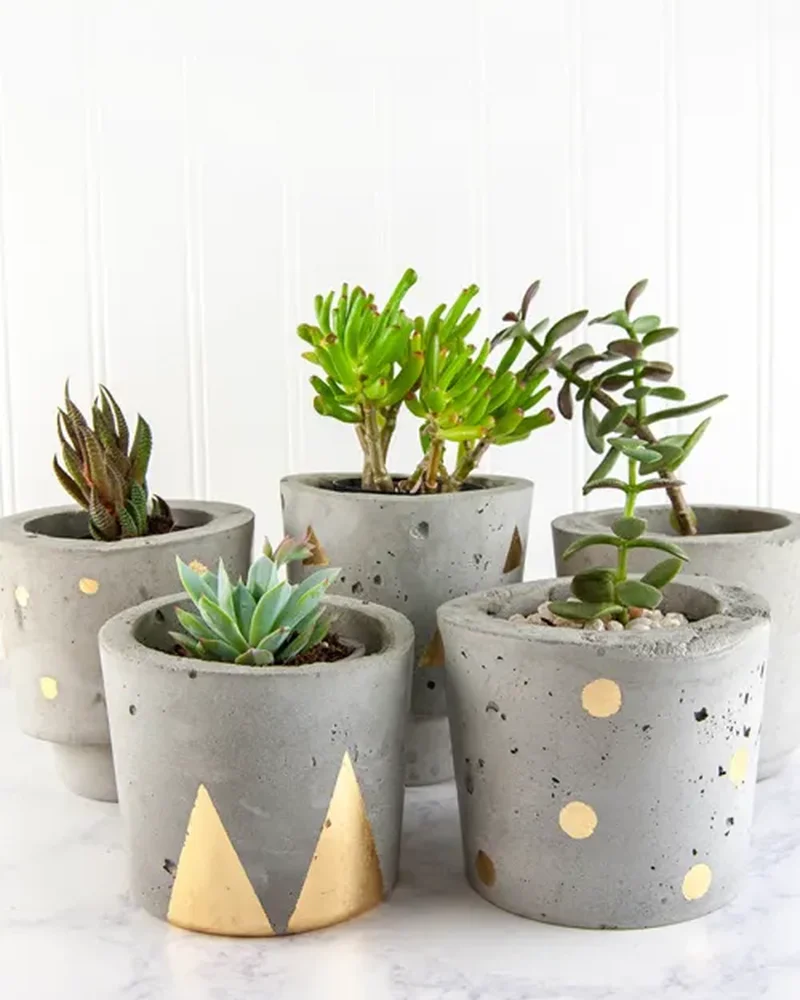 mini pot dore beton diy