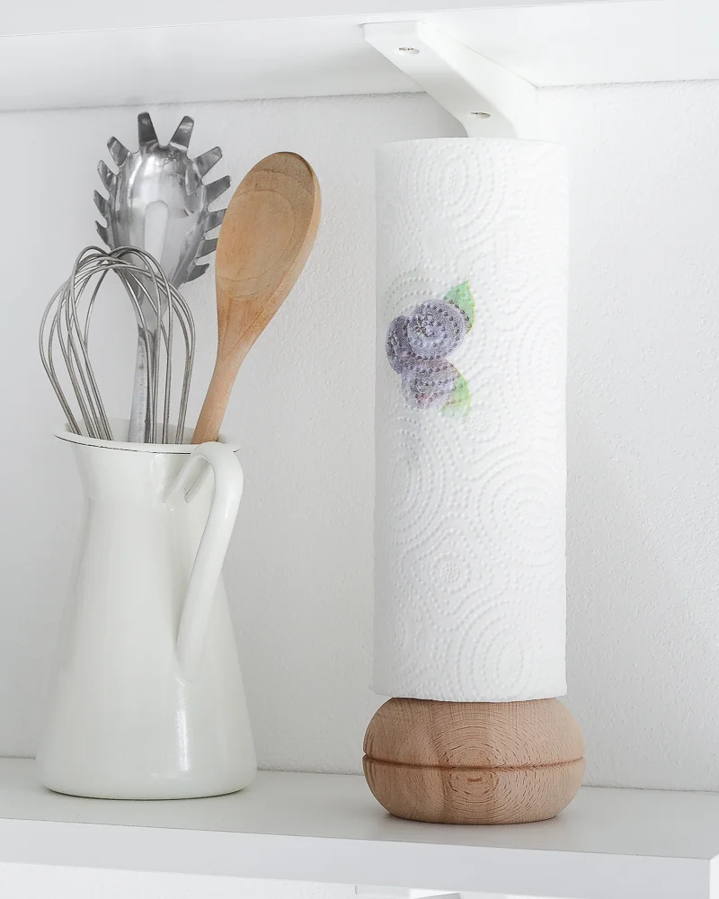 porte rouleau essuie tout a poser diy bois rond