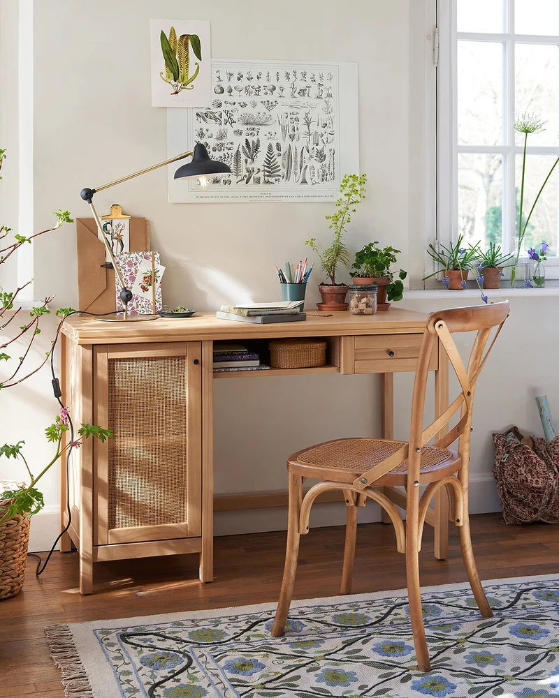 Bureau pin massif et cannage La Redoute